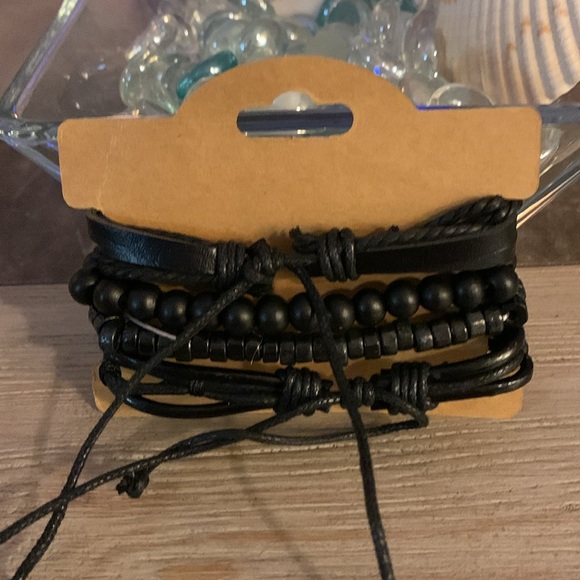 4 For $9 NEW Unisex Braided & Beaded Leather Bracelets - Picture 3 of 10